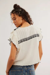 FREE PEOPLE Embroidered SARAFINA Top