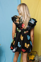 QUEEN OF SPARKLES Multi BUTTERFLY Ruffle Dress