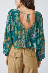 FREE PEOPLE Mesh Floral UP FOR ANYTHING Top