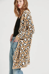 ANOTHER LOVE Fuzzy ELECTRA Leopard DropShoulder Cardigan