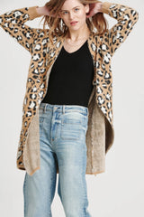 ANOTHER LOVE Fuzzy ELECTRA Leopard DropShoulder Cardigan