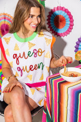 QUEEN OF SPARKLES Sequin QUESO QUEEN Sweater Vest Knit Top